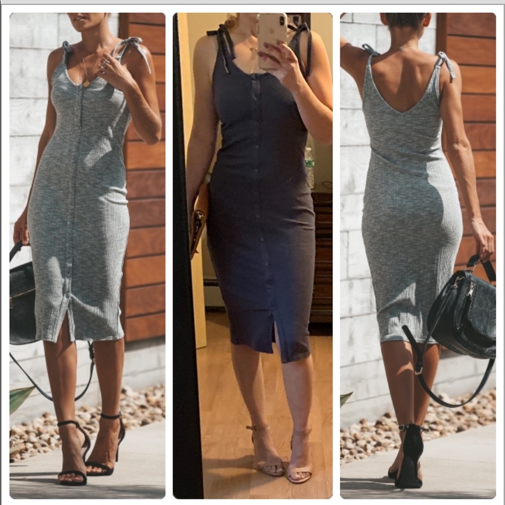 Last Beautiful Ribbed Button Down Midi Dress - image 1